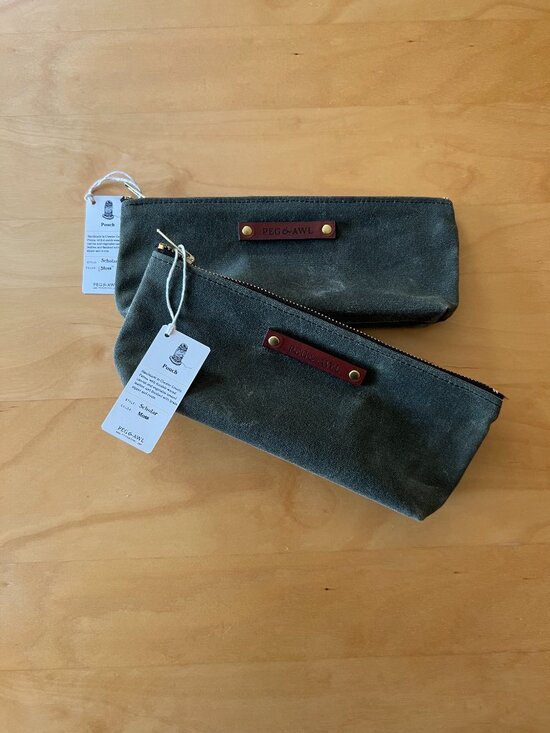 Peg & Awl Other - Peg & Awl Scholar Pencil Pouch - Moss and brown leather